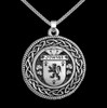 ODwyer Irish Coat Of Arms Interlace Round Silver Family Crest Pendant