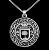 Flanagan Irish Coat Of Arms Interlace Round Silver Family Crest Pendant