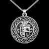 McGrath Irish Coat Of Arms Interlace Round Silver Family Crest Pendant
