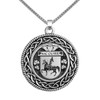 McGuire Irish Coat Of Arms Interlace Round Silver Family Crest Pendant