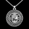 McGuire Irish Coat Of Arms Interlace Round Silver Family Crest Pendant