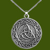 Hanshaw Irish Coat Of Arms Interlace Round Pewter Family Crest Pendant