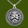 Hanshaw Irish Coat Of Arms Interlace Round Pewter Family Crest Pendant