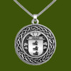 Healy Irish Coat Of Arms Interlace Round Pewter Family Crest Pendant