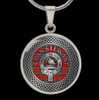 Stewart Clan Crest Celtic Knotwork Round Clan Badge Steel Pendant