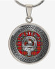 Stewart Clan Crest Celtic Knotwork Round Clan Badge Steel Pendant