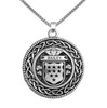 Butler Irish Coat Of Arms Interlace Round Silver Family Crest Pendant