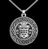 Butler Irish Coat Of Arms Interlace Round Silver Family Crest Pendant