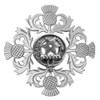 Jardine Clan Crest Four Thistle Stylish Pewter Badge Brooch