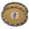 Marching Piper Themed Cork Wine Stylish Pewter Edge Coasters Set of 2