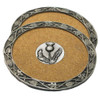 Thistle Floral Emblem Scotland Themed Cork Wine Stylish Pewter Edge Coasters Set of 2