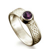 Hascosay Celtic Knot Round Amethyst Ladies 18K White Gold Band Ring Sizes R-Z