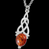 Celtic Knot Amber Twist Drop Motif Sterling Silver Pendant