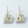 Hairst Blinks Red Ruby Stone Yellow Gold Detail Sterling Silver Earrings Hairst Blinks Red Ruby Stone Yellow Gold Detail Sterling Silver Earrings