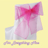 Fuchsia Pink Organza Wedding Chair Sash Ribbon Bow Decorations x 10