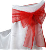 Scarlet Red Organza Wedding Chair Sash Ribbon Bow Decorations x 50