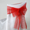Scarlet Red Organza Wedding Chair Sash Ribbon Bow Decorations x 50