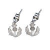 Scotland Thistle Floral Emblem Design Sterling Silver Drop Earrings