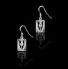 Scotland Thistle Floral Emblem Rectangular Sterling Silver Hook Earrings