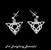 Celtic Knotwork Triangular Motif Sterling Silver Drop Earrings