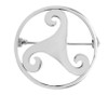 Celtic Tri-Spiral Knotwork Design Sterling Silver Brooch