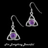 Celtic Trinity Knot Amethyst Sterling Silver Sheppard Hook Earrings