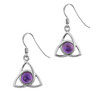 Celtic Trinity Knot Amethyst Sterling Silver Sheppard Hook Earrings