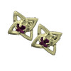 Celtic Star Motif Purple Amethyst Small Stud 9K Yellow Gold Earrings