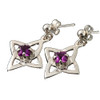 Celtic Star Motif Purple Amethyst Small Drop Sterling Silver Earrings