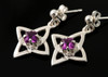 Celtic Star Motif Purple Amethyst Small Drop Sterling Silver Earrings