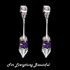 Art Nouveau Glasgow Girls Purple Amethyst Long Drop Sterling Silver Earrings
