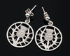 Thistle Wire Design Floral Emblem Circular Small Sterling Silver Earrings