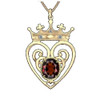Queen Mary Garnet Diamond Luckenbooth Large 14K Yellow Gold Pendant