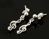 Treble Clef Design Musical Note Drop Small Sterling Silver Earrings