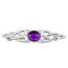 Celtic Knot Purple Amethyst Bar Twist Design Sterling Silver Brooch