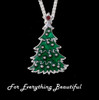 Christmas Tree Enamel Red Crystal Stylish Pewter Pendant