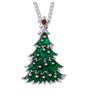 Christmas Tree Enamel Red Crystal Stylish Pewter Pendant