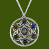 Star Chakra Openwork Seven Gemstone Stylish Pewter Pendant Star Chakra Openwork Seven Gemstone Stylish Pewter Pendant