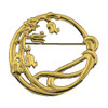 Scottish Bluebells Circular Design Large 9K Yellow Gold Brooch