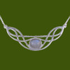 Celtic Bow Knotwork Rainbow Moonstone Design Stylish Pewter Necklace