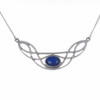 Celtic Bow Knotwork Lapis Lazuli Design Stylish Pewter Necklace
