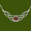 Celtic Bow Knotwork Amber Design Stylish Pewter Necklace