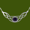 Celtic Bow Knotwork Amethyst Design Stylish Pewter Necklace