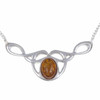Celtic Bird Knotwork Amber Design Stylish Pewter Necklace