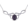 Celtic Bird Knotwork Amethyst Design Stylish Pewter Necklace