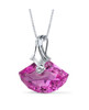 Pink Sapphire Shell Cut Cubic Zirconia Accent Sterling Silver Pendant