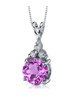 Pink Sapphire Round Cut Triple Cubic Zirconia Accent Sterling Silver Pendant