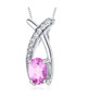 Pink Sapphire Oval Cut Cubic Zirconia Elongated Cross Sterling Silver Pendant