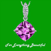 Pink Sapphire Cushion Cut Diamond Detail 14K White Gold Pendant