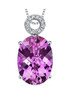 Pink Sapphire Oval Checkerboard Circular Diamond Accent 14K White Gold Pendant